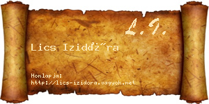 Lics Izidóra névjegykártya